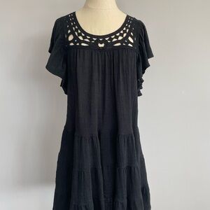 Max Studio Black Crochet Detail Dress